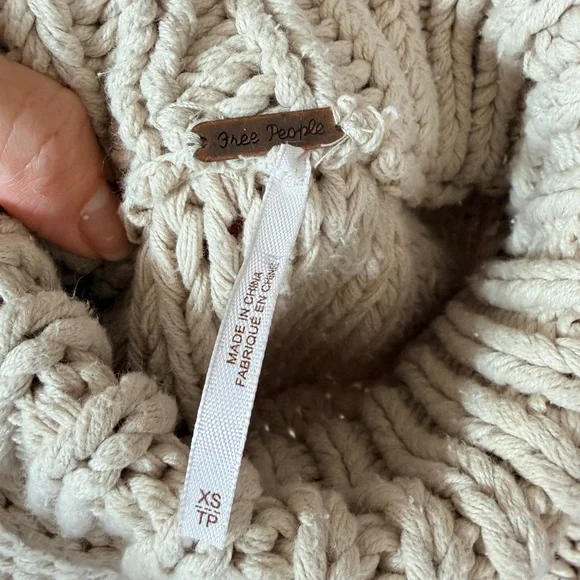Free People My Only Sunshine Sweater Womens Sz XS Cream Chunky Knit Mock Neck - Picture 3 of 7